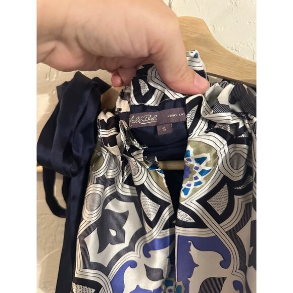 Hale Bob Silk Blue Ribbon Tie Halter Blouse - Picture 7 of 10